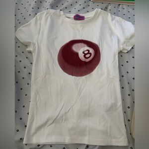 Edikted White Tee with Maroon 8-Ball Graphic